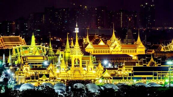 泰国曼谷曼谷国王普密蓬·阿杜德的皇家火葬柴堆的延时视频
