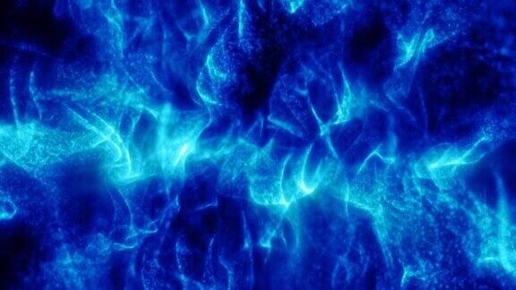 抽象的蓝色波浪和烟雾粒子的能量神奇明亮的发光液体背景