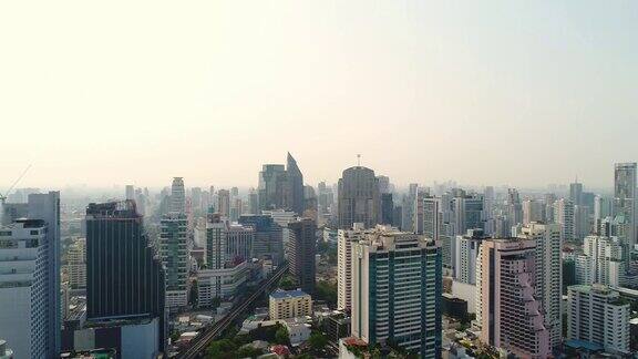 4k空中曼谷市中心城市视图飞越曼谷泰国