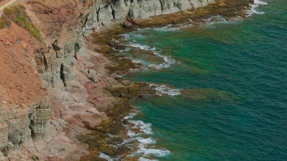 西班牙大加那利岛大西洋海岸线美丽的岩石景观