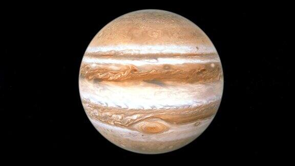 现实行星木星在深太空旋转无缝循环数字背景