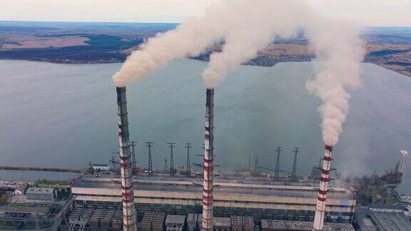 工业电厂管道城市工厂烟囱生态烟尘