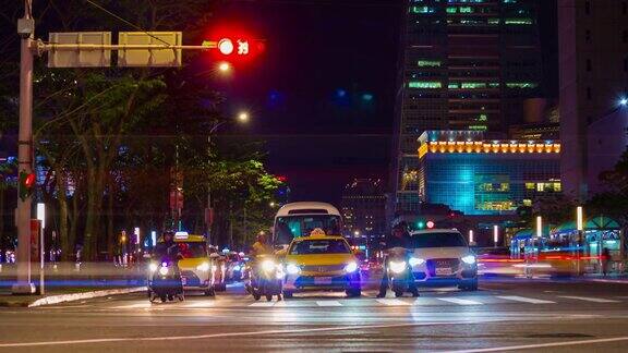 夜光台北城市交通街道全景4k时间流逝台湾