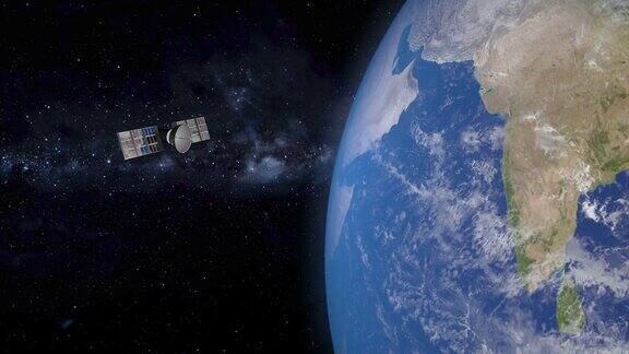 卫星从太空扫描和监控地球卫星绕地球轨道运行