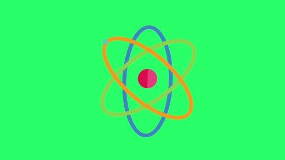 绿色背景下的原子结构科学物体隔离