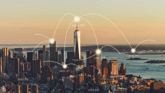 曼哈顿城市网络鸟瞰图