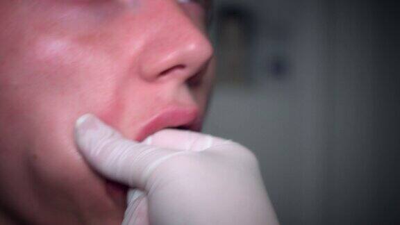 4K鼻唇填充手术的特写