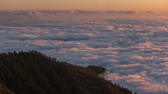 日落天空特内里费岛山顶全景4k时间推移西班牙