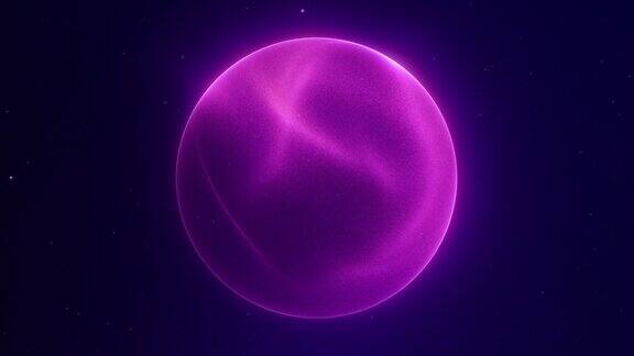 带有粒子场的紫色流动能量球抽象魔法球与等离子体辉光