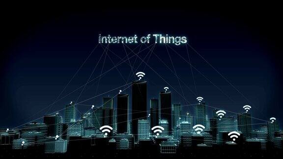 前进智慧城市、智慧建筑的各种Wi-Fi图标连接“物联网”4k