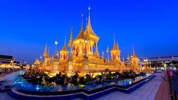泰国国王普密蓬·阿杜德皇家火葬场白天到晚上4K超时间流逝