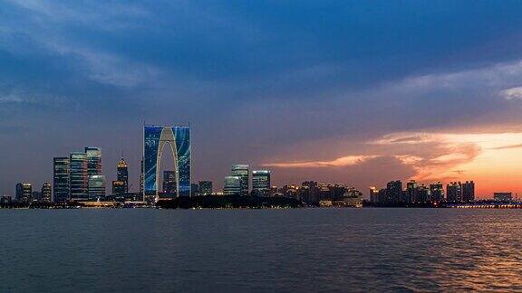 苏州的空中城市夜景