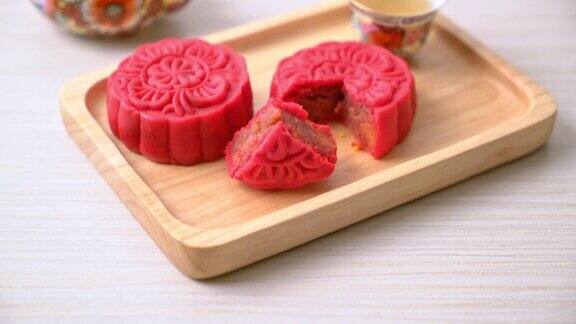 中国的草莓红豆月饼木版