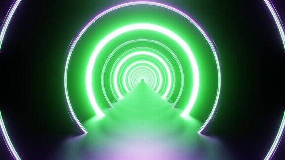 绿色带紫色光环隧道背景VJ环