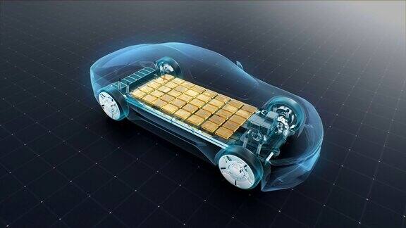 旋转电子混合动力汽车充电锂离子电池电池回声的车环保的未来汽车4k的电影