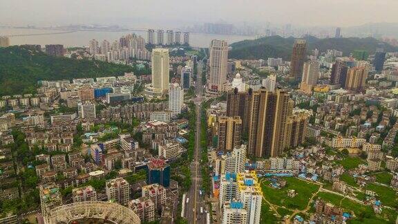 中国白天时间珠海城市景观交通街道航拍全景4k时间推移