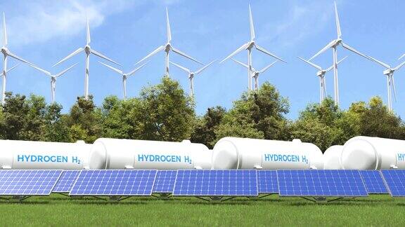 用太阳能电池板和风力涡轮机储氢绿色替代能源