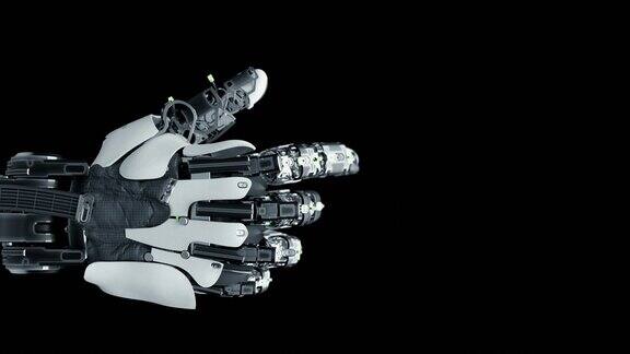 学习可视化拇指向上手势的机器人手臂的特写部分训练机器人手在实验室工业四现代概念Ai编程控制技术硬件机械手