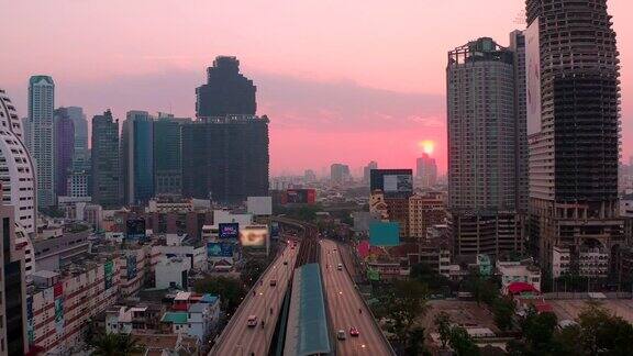 鸟瞰图曼谷城市日出