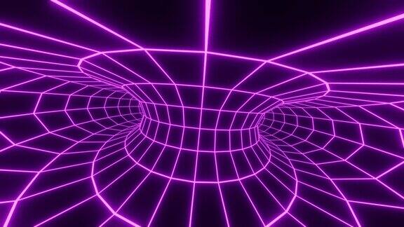 复古紫色led霓虹灯隧道vj循环动画背景