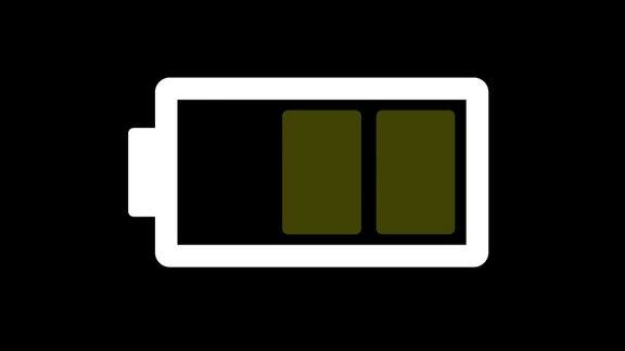 电池图标动画的黑色背景碱性电池充电指示灯图标电量水平4k