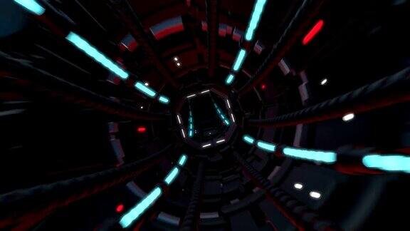 未来隧道的3d渲染与光循环