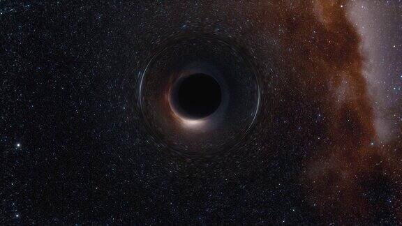 太空中黑洞的动画在黑洞的视界中空间、光和时间被强烈的引力所扭曲