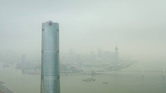 白天珠海城市景观著名摩天大楼顶湾澳门城市航拍全景4k中国