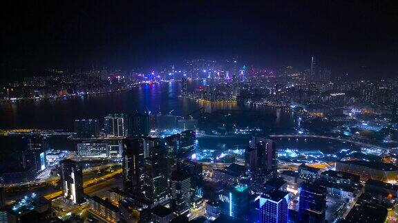 香港的夜景商业区智慧城市