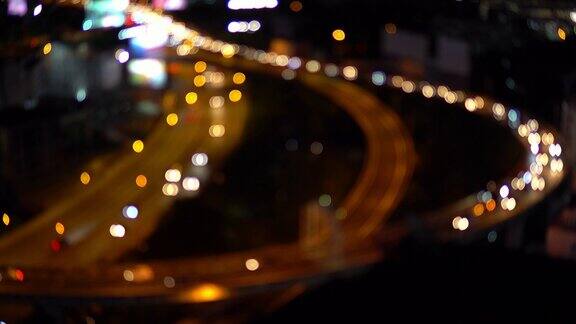城市夜间交通灯背景的抽象模糊散景泰国曼谷城市的噪音4k决议