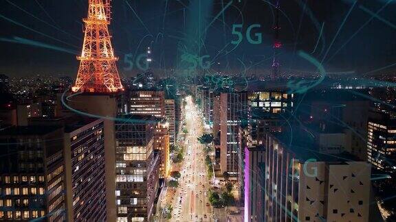 未来的5G效应在巴西圣保罗智慧城市运动效应5G移动技术