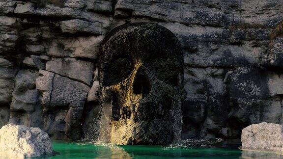 石头头骨里的瀑布山上有瀑布的头骨盗版环境