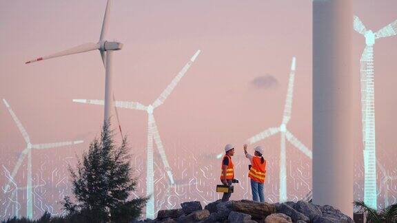 可持续利用风能发电这是一种清洁能源电气工程风力发电海滨风车
