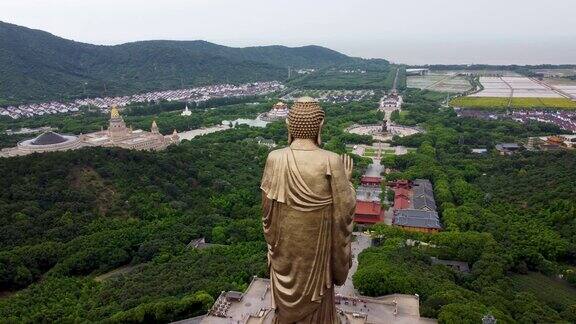 中国江苏省无锡市滨湖区灵山大佛航拍影像