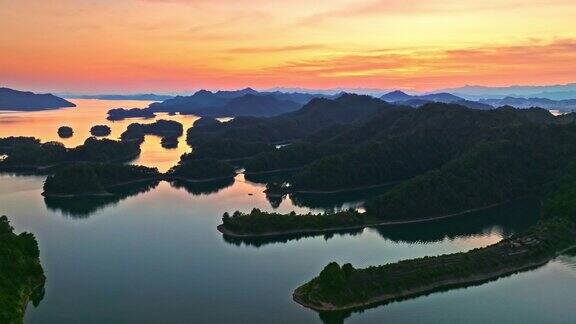 杭州千岛湖自然风光鸟瞰图