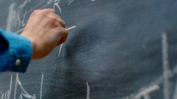 年轻才子在黑板上写下了复杂的数学公式