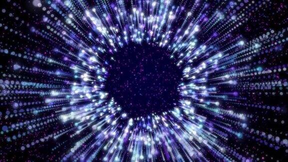 数字粒子隧道移动蓝色背景