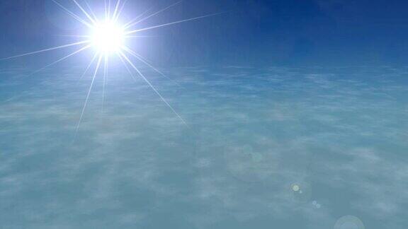 在云层上飞行飞机飞机天空平流层太阳透镜耀斑4k