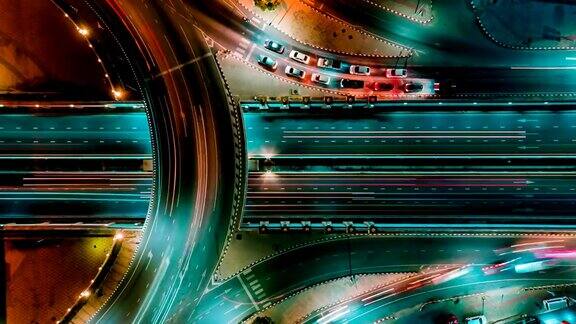 时光流逝高速公路俯视图环城公路是泰国曼谷交通的重要基础设施