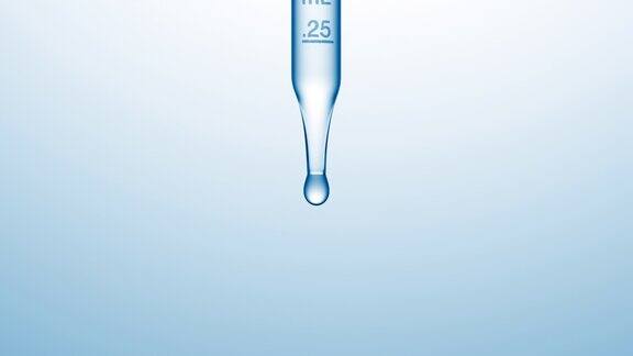 透明液体从刻度的实验室滴管滴下