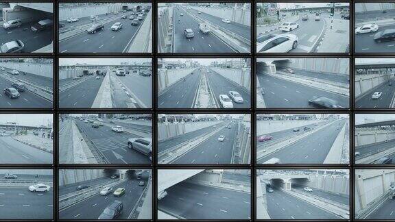28屏闭路电视摄像头监控交通道路