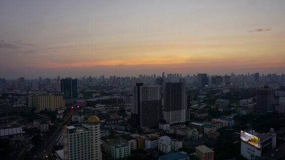 曼谷城市的日落时间4K时间推移剪辑