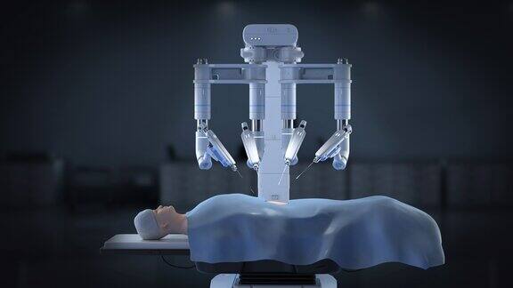 手术室与机器人手术模型4k镜头