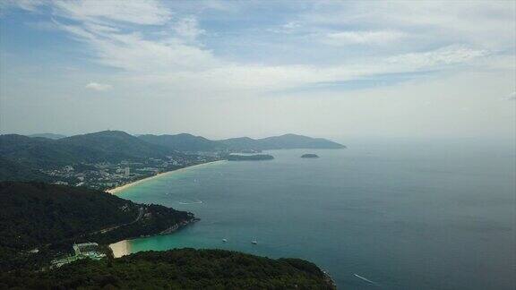 晴天普吉岛著名海滩线航拍4k泰国全景图