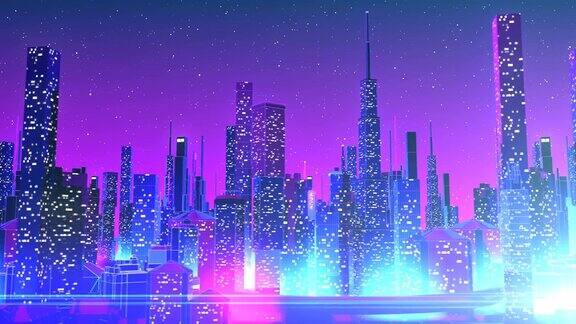 4k霓虹的城市循环的背景