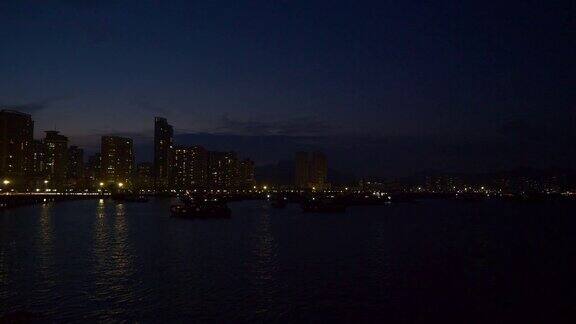 夜间珠海湾全景4k中国