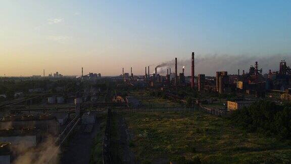 钢厂工业Demis管道污染排放立交桥无人机4K视频