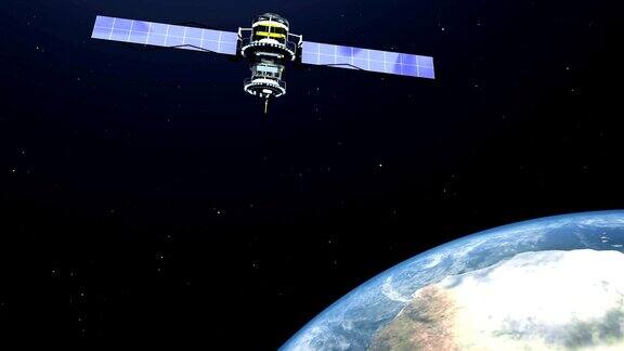 在太空中飞越地球的卫星4K分辨率的视频
