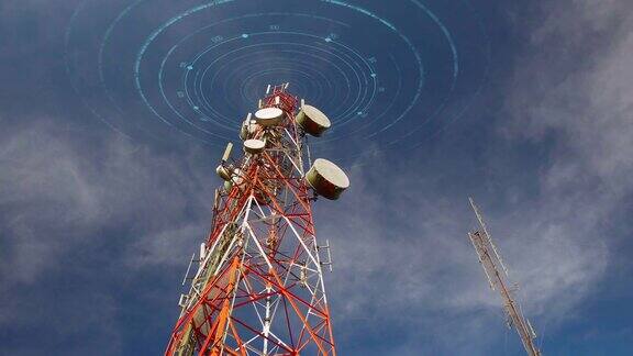 移动通信塔或蜂窝通信塔到另一个传输通信塔它们形成移动网络5g4g网络