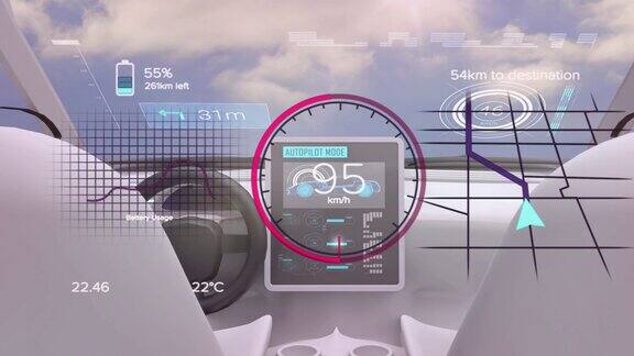 速度计的动画gps和状态数据接口超过自动驾驶汽车内部